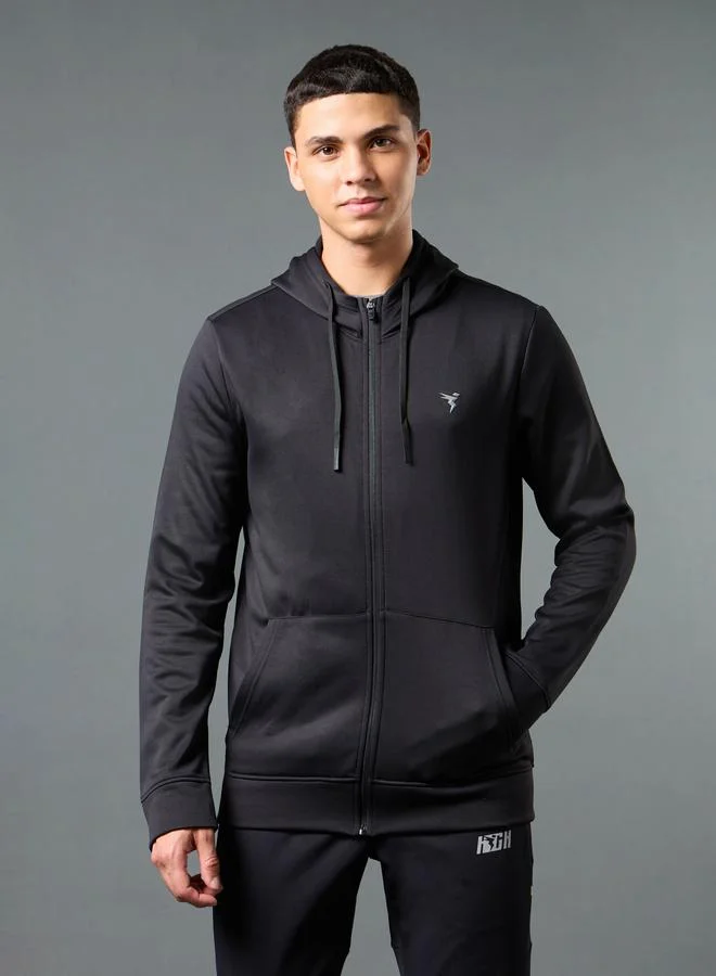 تكنوسبورت جاكيت رياضي رجالي سادة بقلنسوة وقصة ضيقة